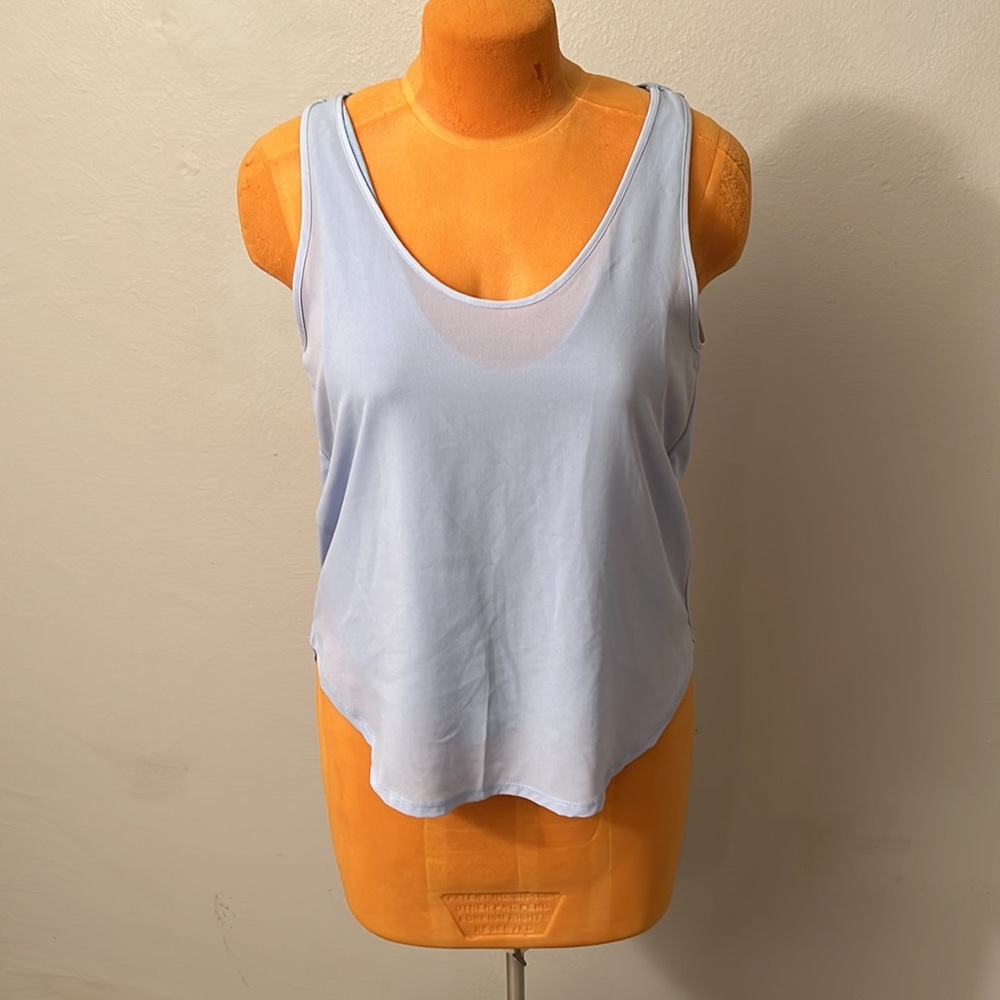 ZARA W/B Collection Layered Racerback Tank Sheer and Jersey Knit Size M Sky Blue